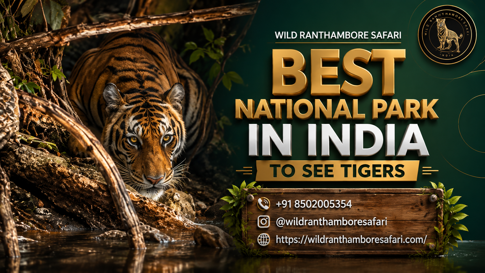 Best National Park in India to See Tigers – Royal Bengal Tiger in Ranthambore National Park, Rajasthan during an exciting wildlife safari.
